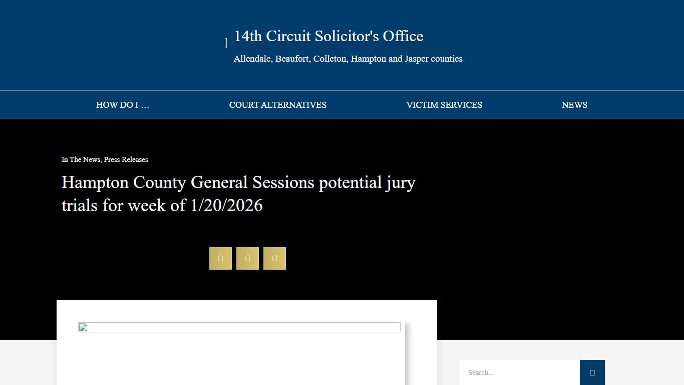 Hampton County General Sessions potential jury trials for week of 1/20/2026